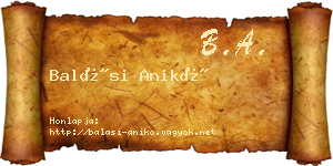 Balási Anikó névjegykártya